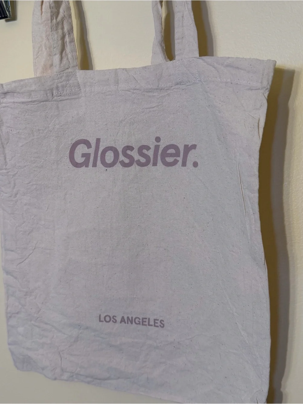 Glossier Los Angeles LA Canvas Tote Bag Purple Print 15